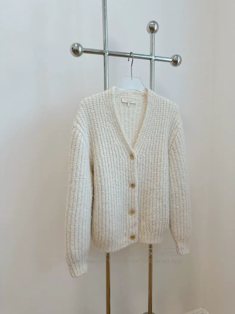 Loro Piana LORO PIANA White Cashmere Knit Cardigan Size M / US 6-8 / IT 42-44 - 2 Thumbnail