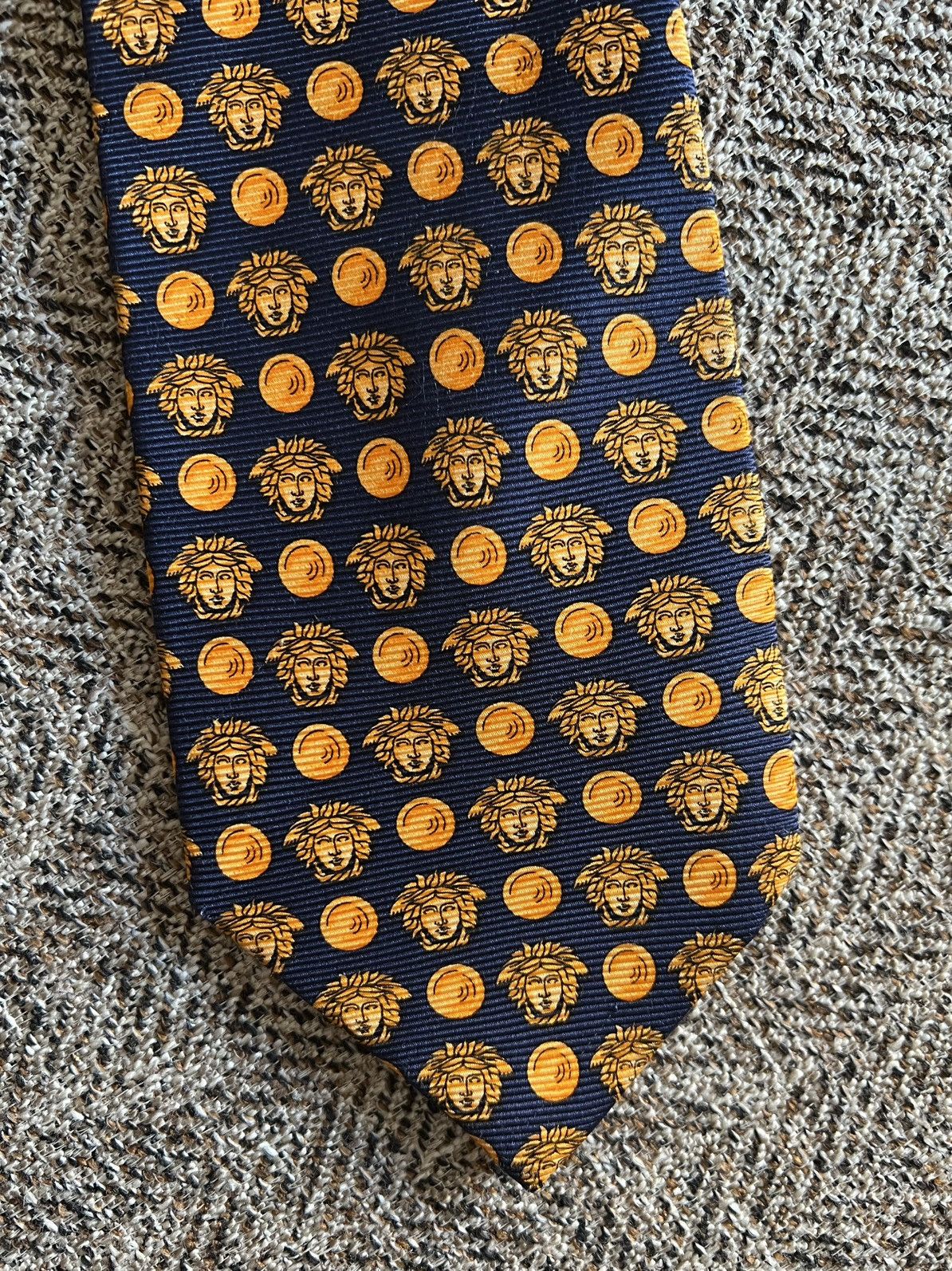 Versace × Vintage Vintage Gianni Versace Golden Medusa Monogram Silk Tie Size ONE SIZE - 5 Thumbnail