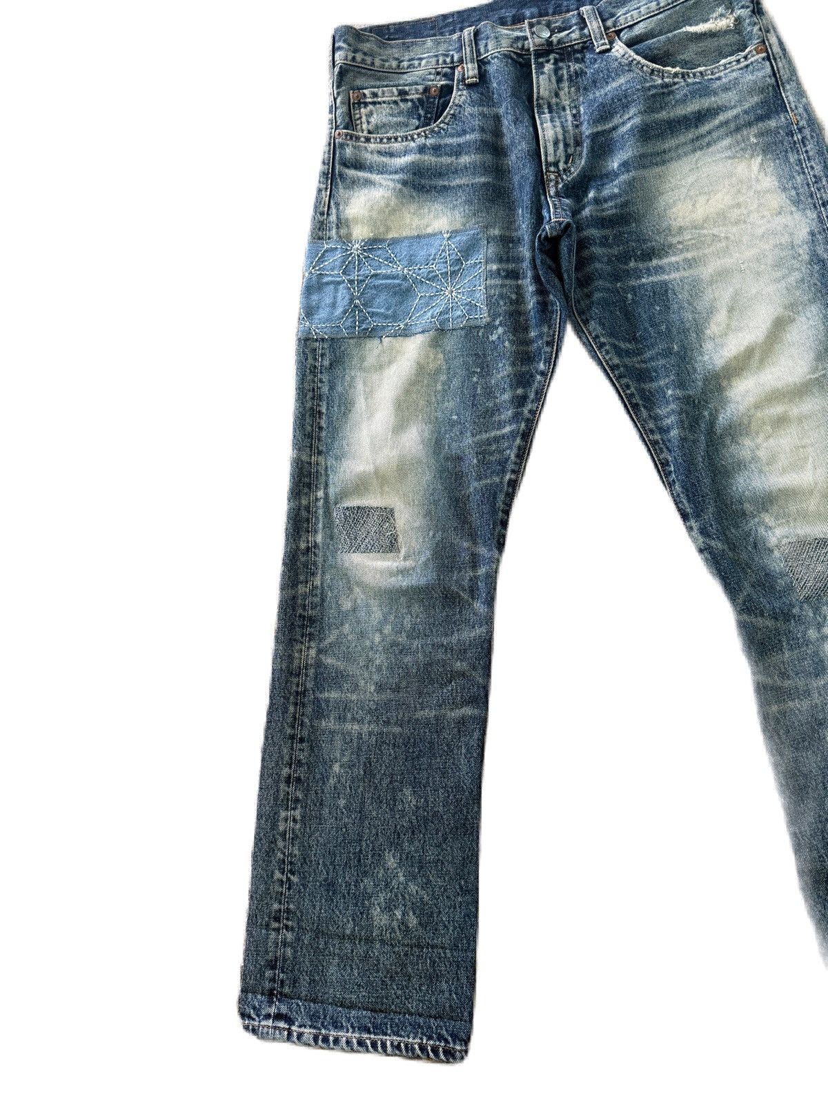 If Six Was Nine Japan Brand RNA Denim Distress Custom Patch Sashiko Style Size US 33 - 3 Thumbnail