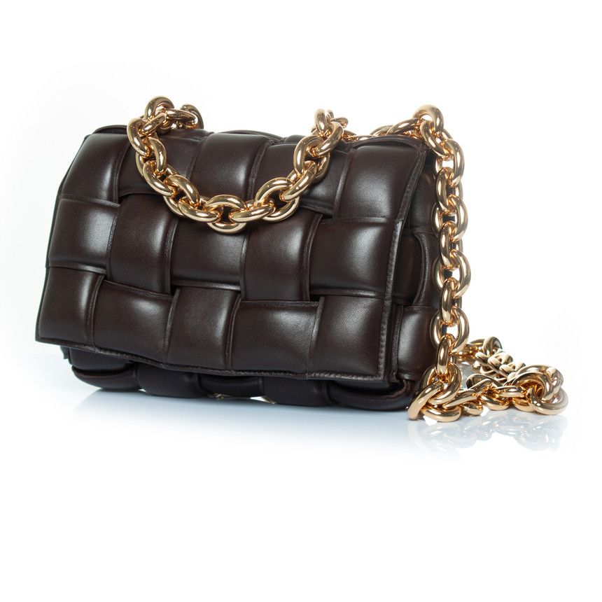image of Bottega Veneta Padded Casette Chain Bag in Black, Women's
