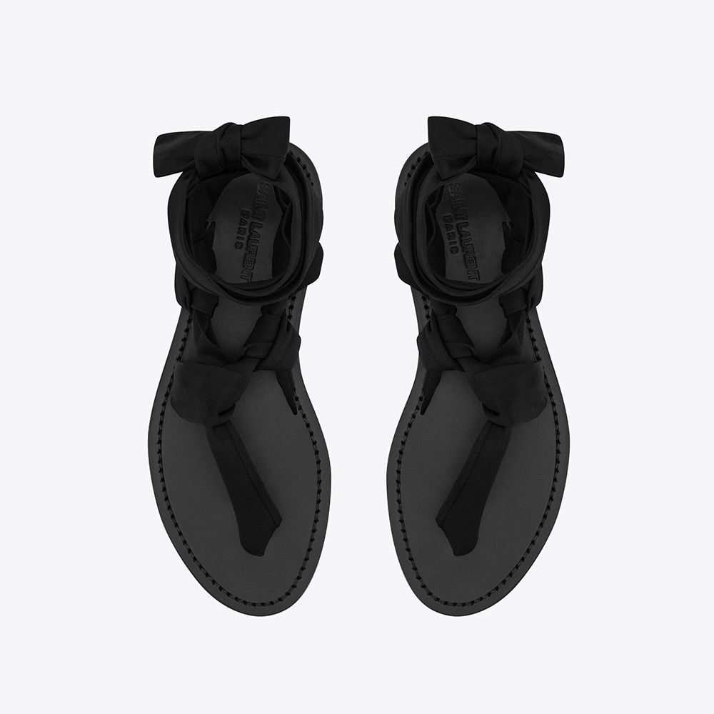 Saint Laurent Paris o1b1hav110325 732384 Nolan Sandals in Jersey in Black Size US 6 / IT 36 - 6 Thumbnail