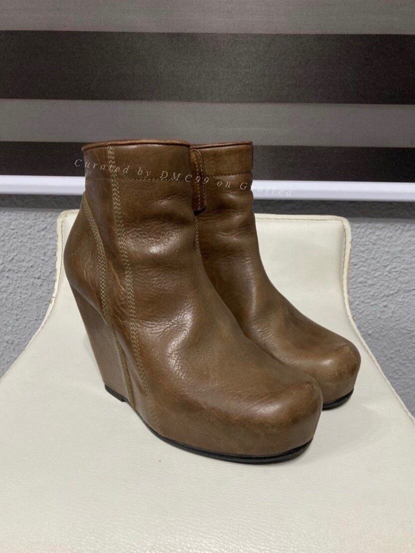 Rick Owens Rick Owens Brown Wedge Heel Boots Size US 5 / IT 35 - 1 Thumbnail