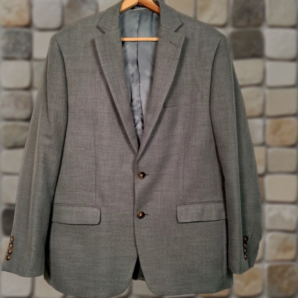Ralph Lauren Lauren Ralph Lauren Blazer Men 42 R Gray Woven Poly Rayon Linen Blend Classic Office Wear Professional Mens Size 42R - 1 Thumbnail