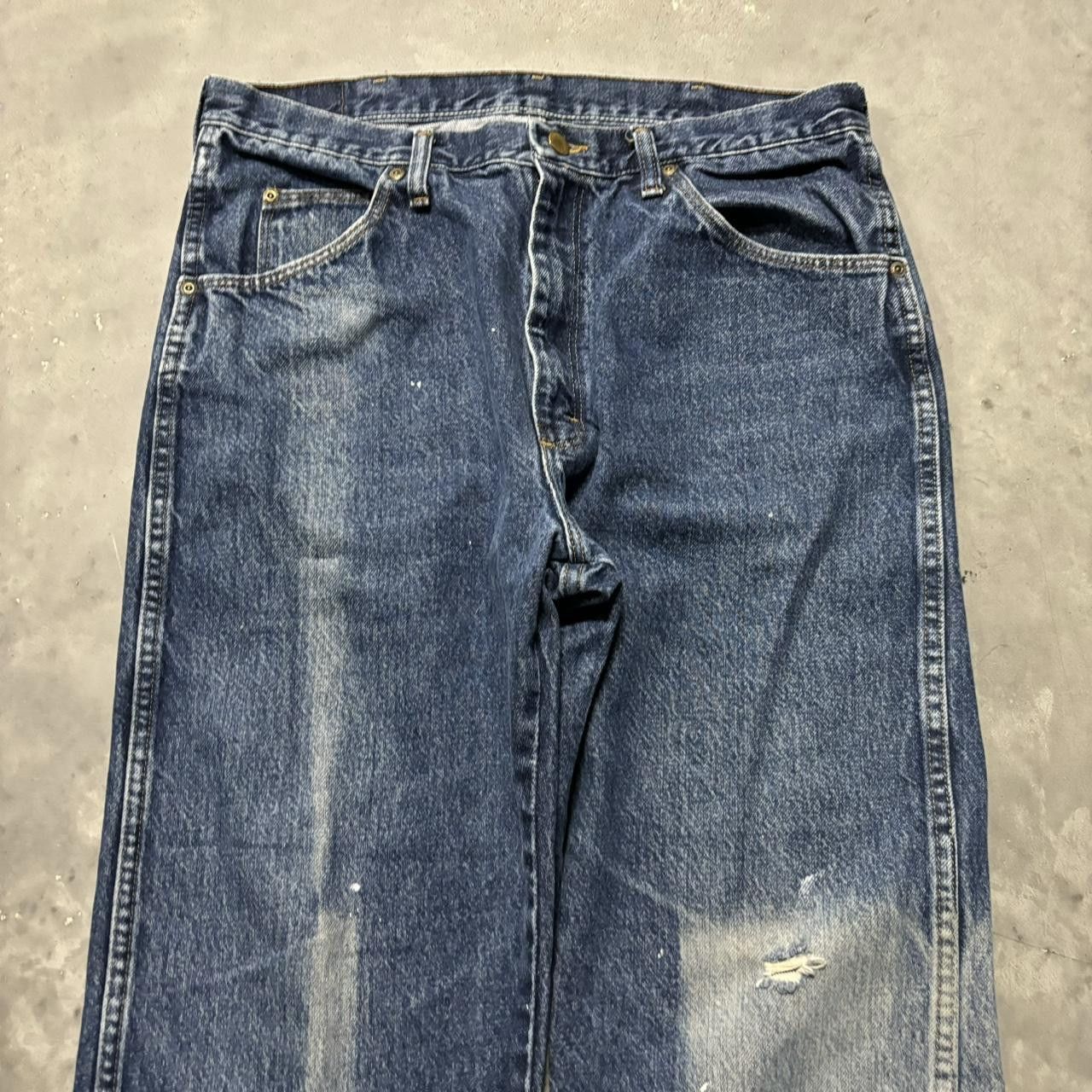 Japanese Brand × Vintage Crazy Vintage Y2K/2000s Grunge Faded Dark Wash Denim Jeans! Size US 33 - 5 Thumbnail