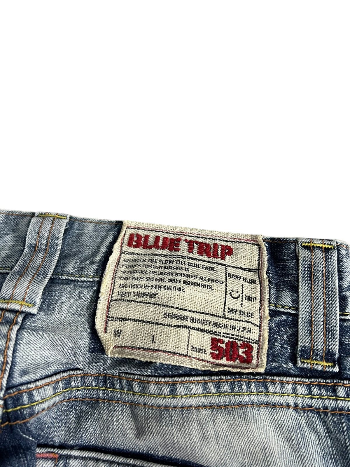 Edwin Flare Jean Edwin 503 Blue Trip Faded Distress Japan Style Size US 29 - 16 Thumbnail