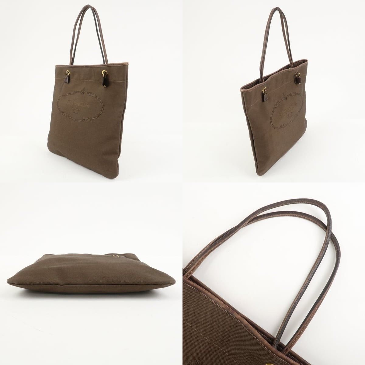Prada Prada Jacquard Canvas Tote Brown Size ONE SIZE - 3 Thumbnail