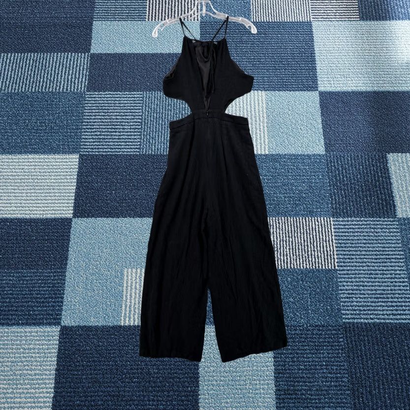Shein Shein Jumpsuit Womens Black Size 6 One-Piece Wide-Leg Cut-Out Strap Linen Blend Size 28" / US 6 / IT 42 - 1 Thumbnail