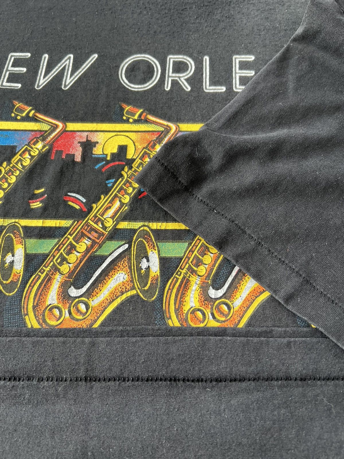Vintage Vintage 90s New Orleans French Quarter Jazz 80s Black Tshirt Size US XXL / EU 58 / 5 - 9 Thumbnail