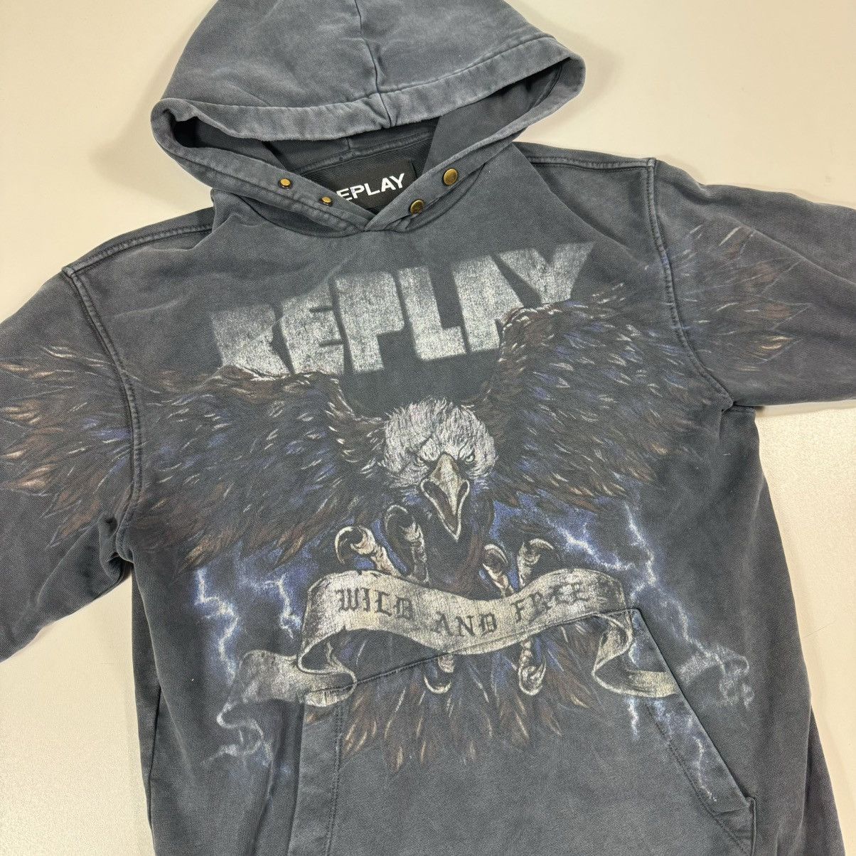 Replay × Vintage vintage 90s hoodie zip replay with a big eagle Size US S / EU 44-46 / 1 - 2 Thumbnail