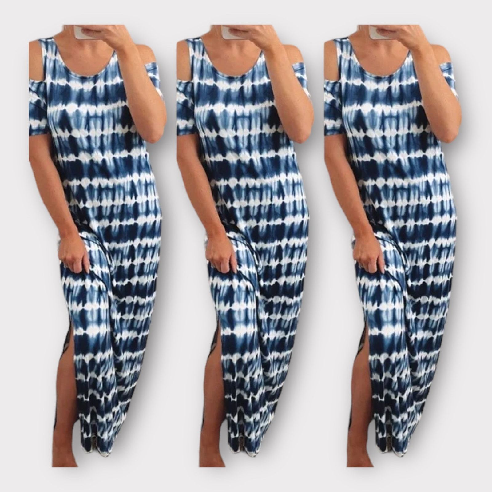 Nordstrom Design History | Cold Shoulder Lotus Pink Tie-Dye Maxi Dress Size L / US 10 / IT 46 - 3 Thumbnail