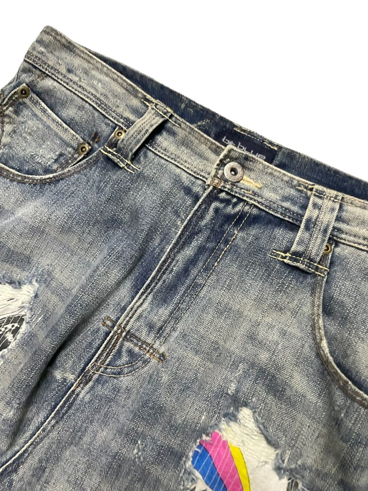 Hysteric Glamour × Japanese Brand Bit Blue X Scolar Japan Drop Crotch Craft Sashiko Boro Jeans Size US 31 - 17 Thumbnail