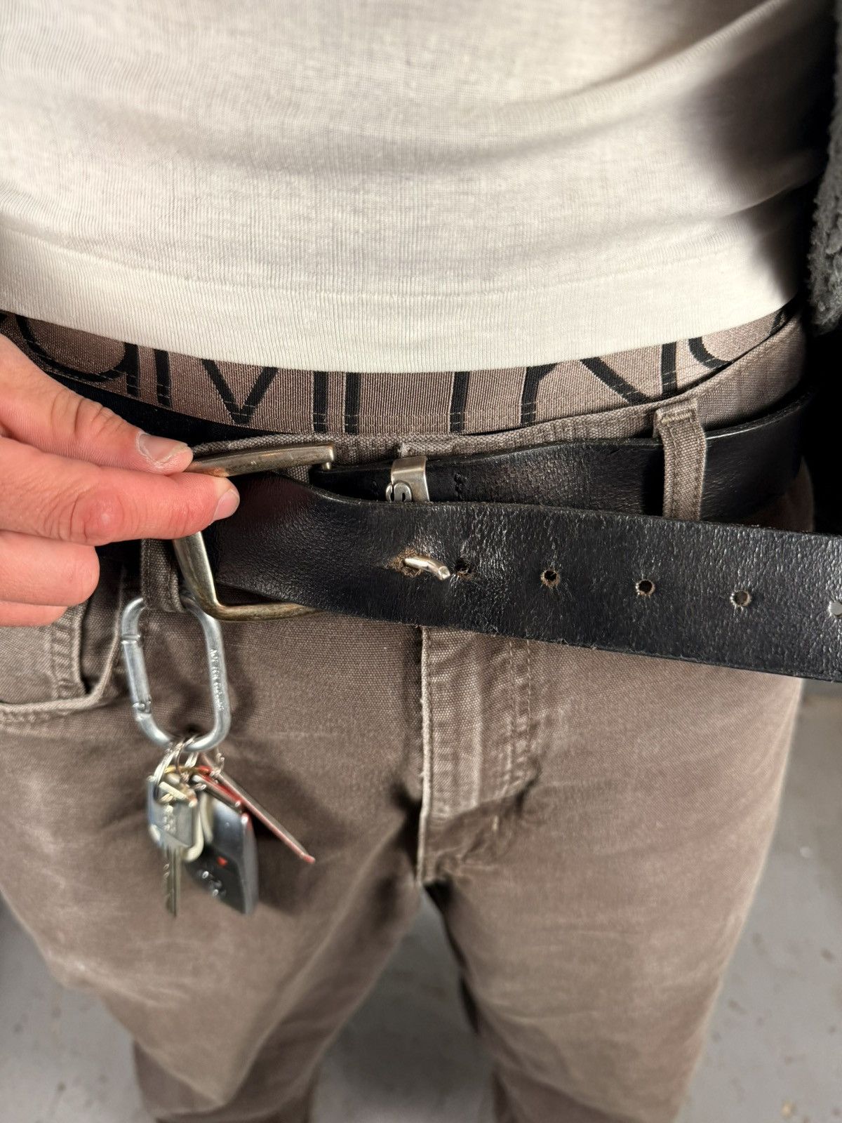 Levi's Vintage Clothing Vintage Levis Black Classic Engraved Belt Western Size 38 - 2 Thumbnail