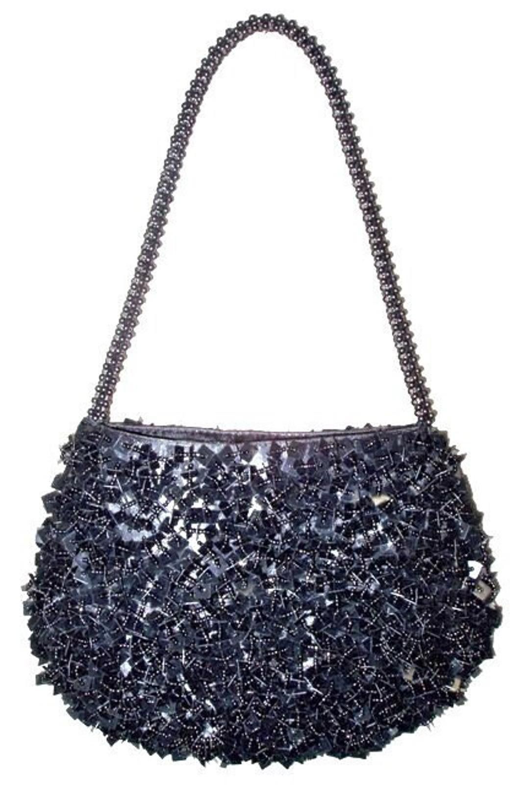 Designer Sequin Beaded Purse BLACK Size ONE SIZE - 1 Preview