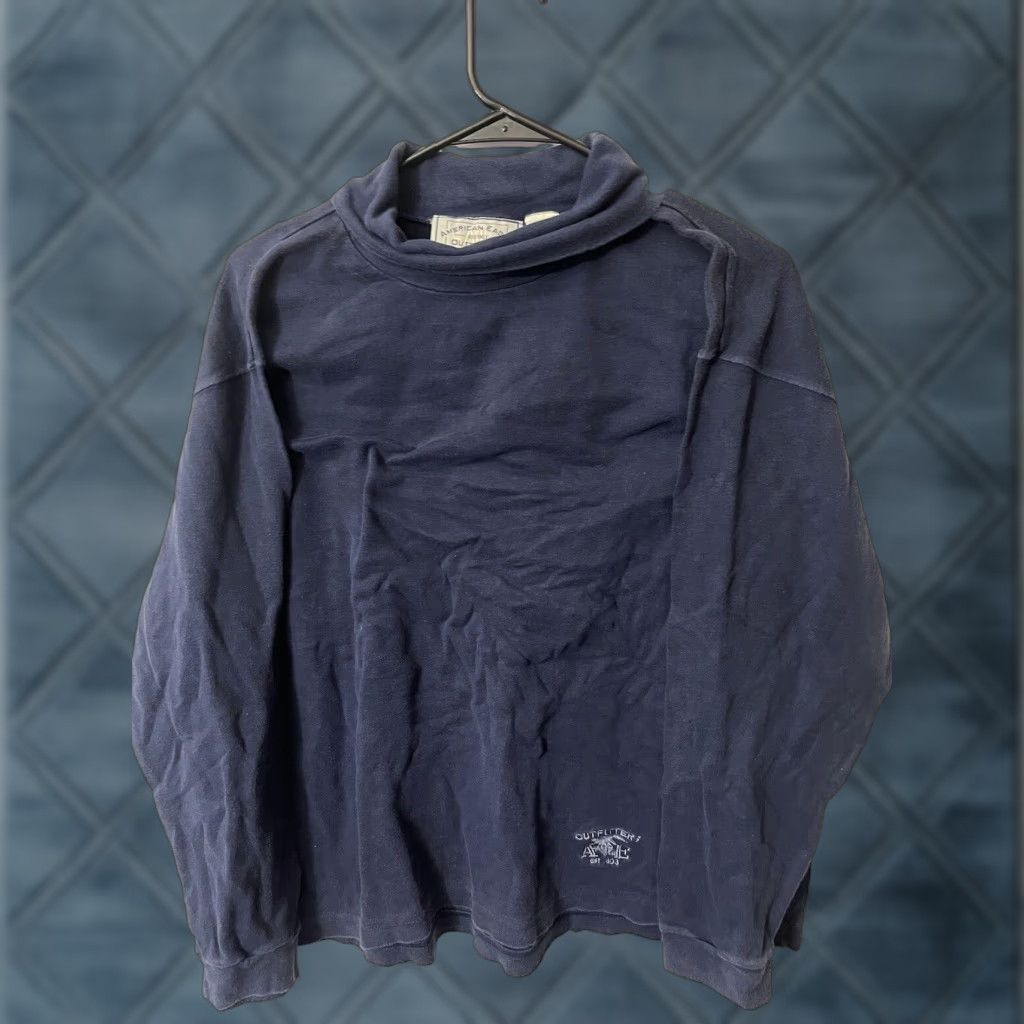 American Eagle Outfitters VINTAGE American Eagle Mens Sweater L Classic Cotton Navy Blue Mock Neck 1/4 Zip Pullover Size US L / EU 52-54 / 3 - 1 Thumbnail