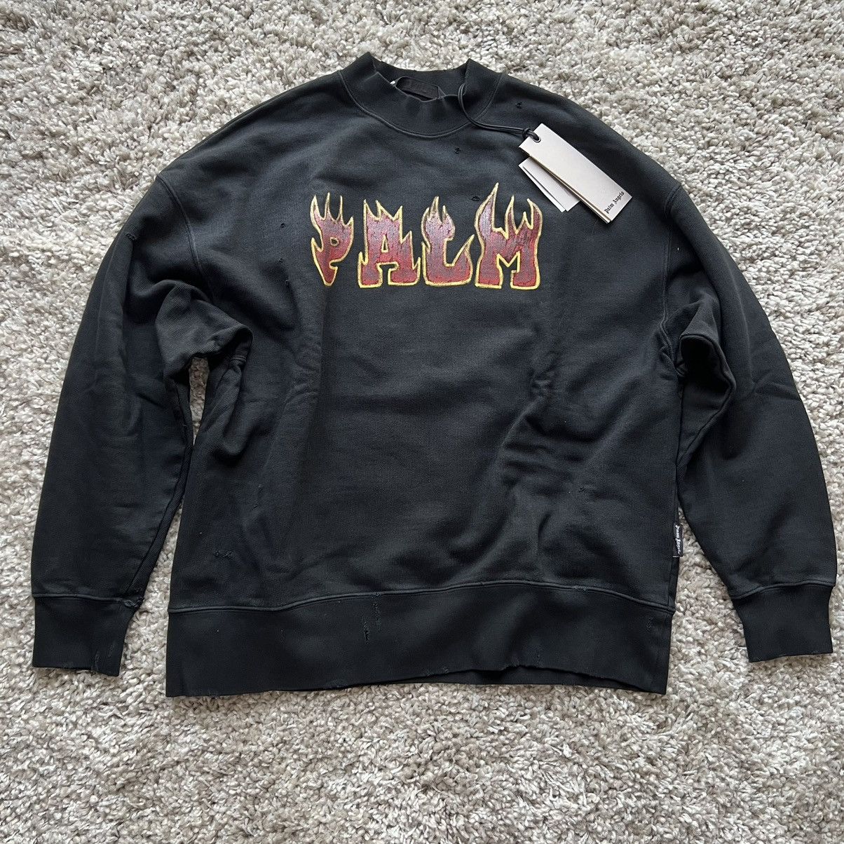 Palm Angels Palm Angels destroyed look sweatshirt sweater crewneck logo Size US M / EU 48-50 / 2 - 1 Thumbnail