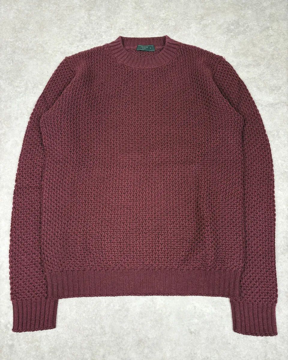 Prada AW2018 Prada Bordeaux Minimalist Waffled Sweater Size US M / EU 48-50 / 2 - 1 Thumbnail