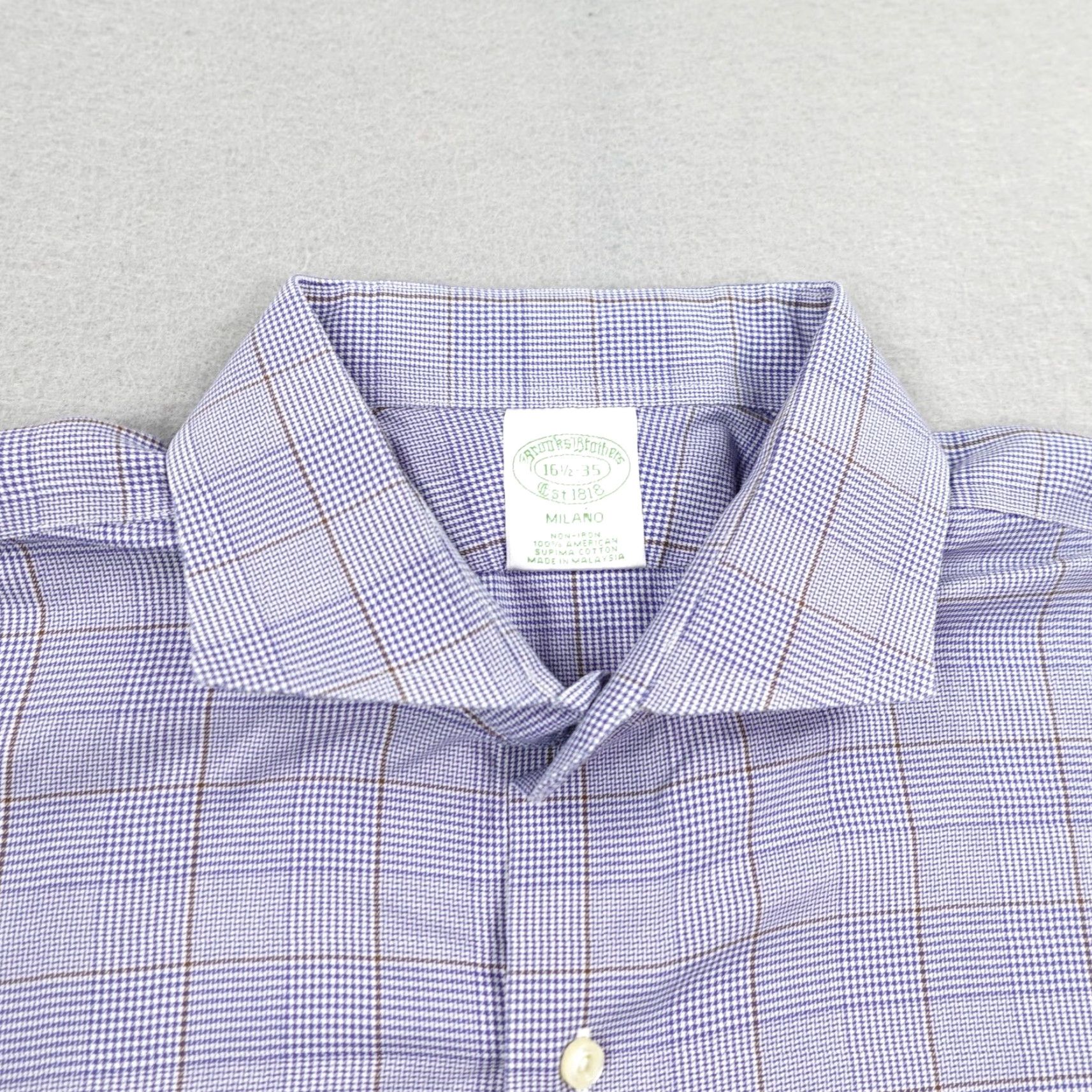 Brooks Brothers VINTAGE? No, it's not vintage. Brooks Brothers Shirt Mens 16.5 35 Blue Glen Plaid Milano Non-Iron Button Up L Blue Plaid 100% Cotton Regular Fit Mens Size US L / EU 52-54 / 3 - 2 Thumbnail