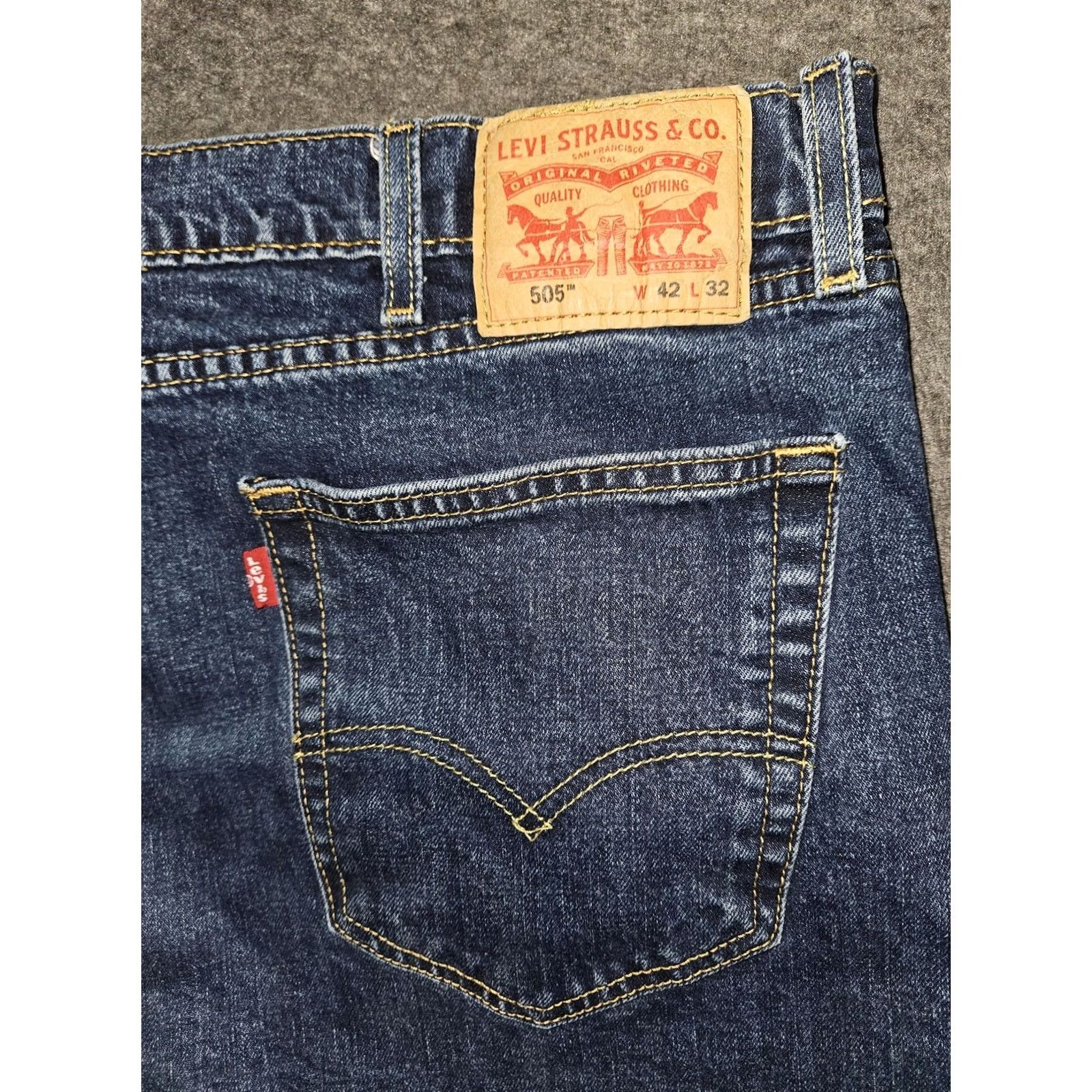 Levi's Levi's 505 Jeans Men 42x32 Blue Stretch Straight Leg Denim Big & Tall Size US 42 / EU 58 - 6 Thumbnail