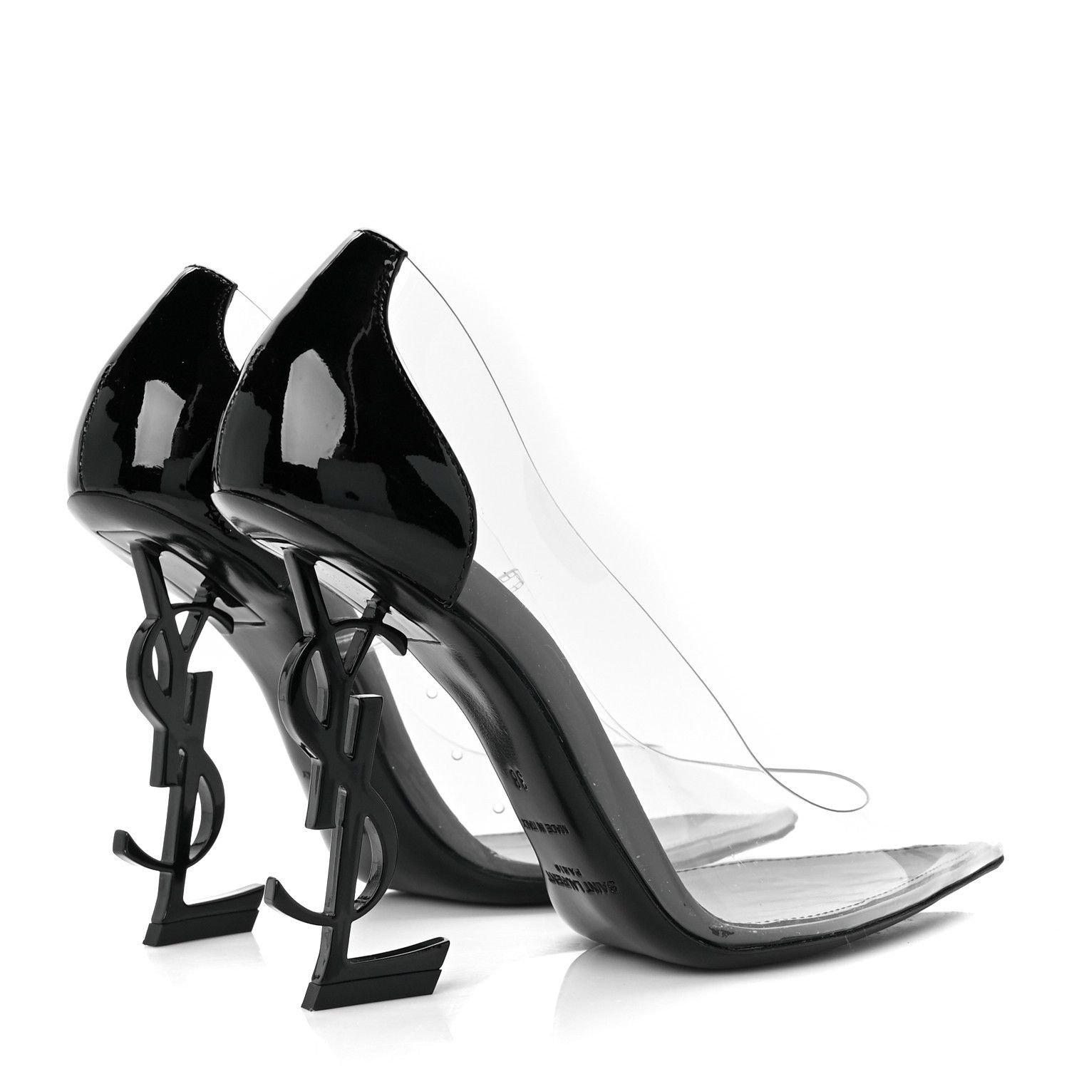 Saint Laurent Paris o1bcso1str1224 Opyum Heel In Pvc in Black Size US 9 / IT 39 - 4 Thumbnail