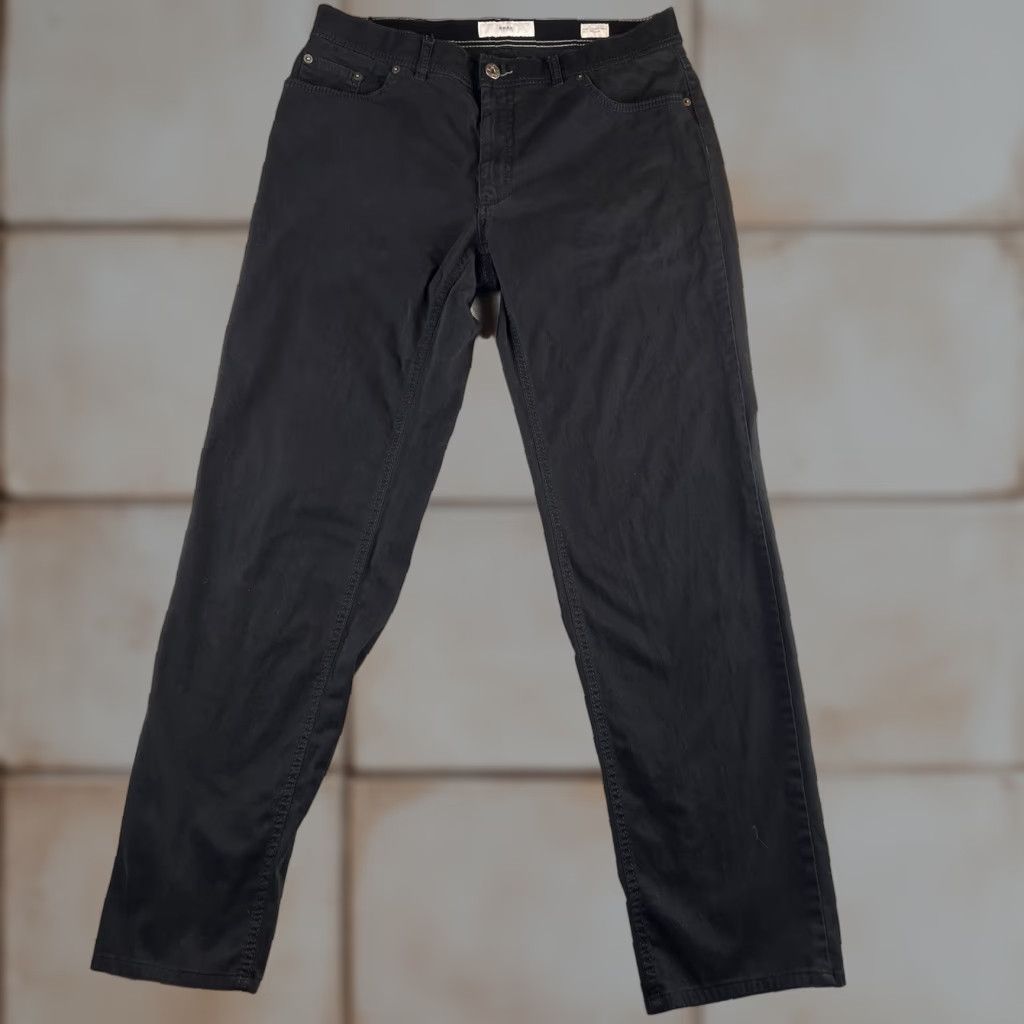 BRAX Brax Pants Mens 36x34 Black Cotton Elastane Chino Straight Fall Summer Preppy 5-Pocket Comfort Stretch Regular Size US 36 / EU 52 - 1 Thumbnail