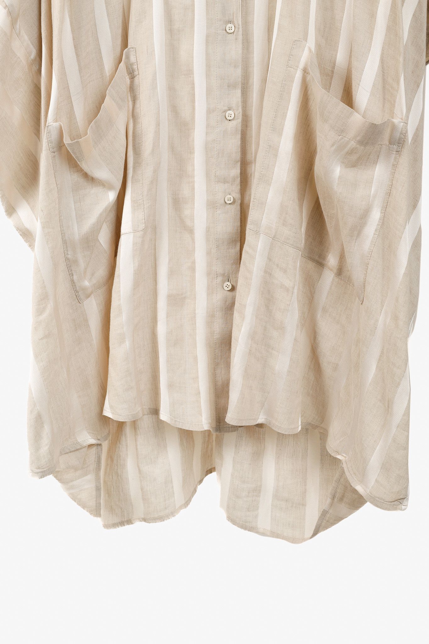 Annette Gortz Annette Gortz SS/18 Relax Beige Striped Linen-Blend Tunic Size ONE SIZE - 7 Thumbnail