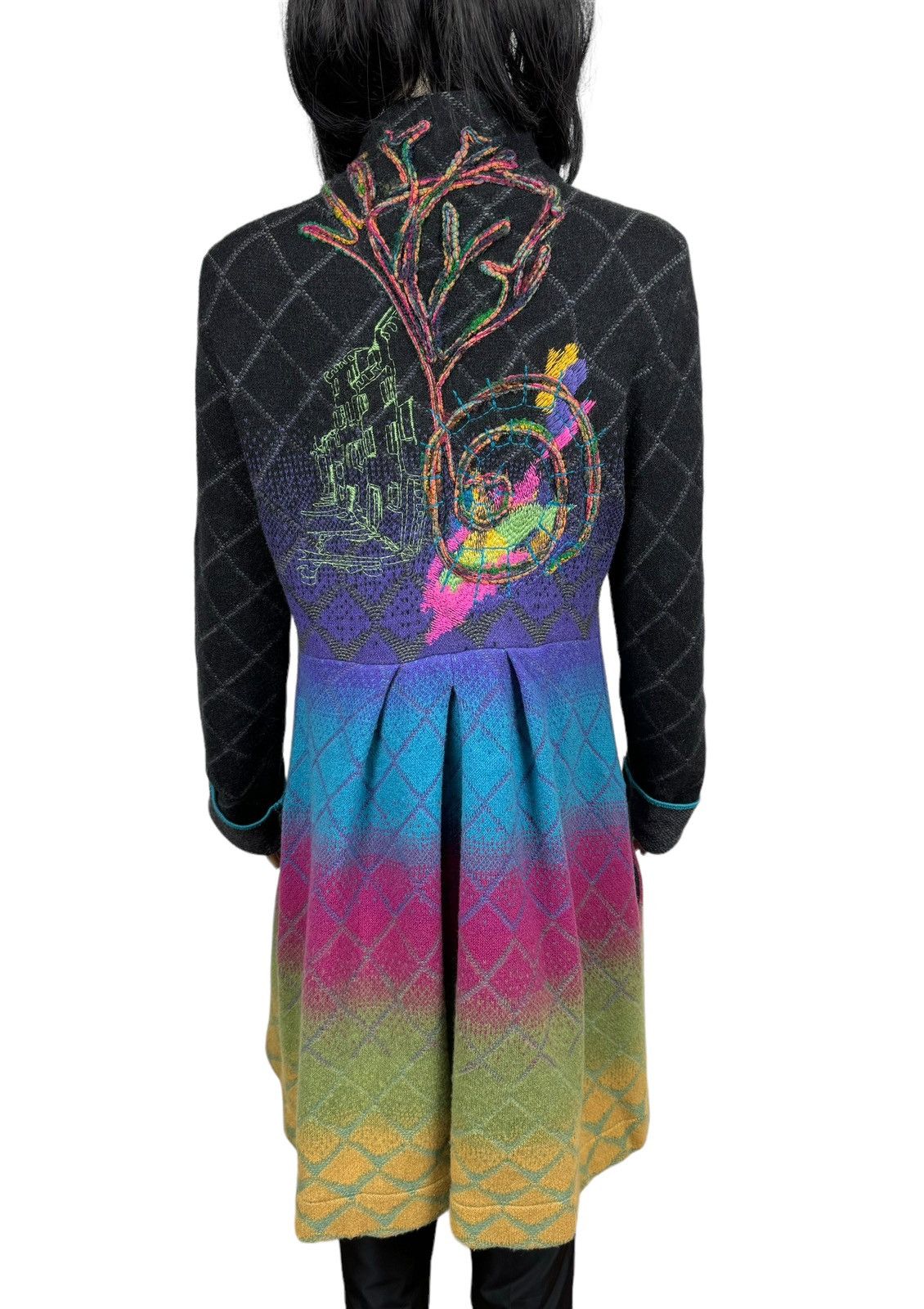 Designer Ivko Woman Wool Knit Coat Multicolor Embroidered size M Size M / US 6-8 / IT 42-44 - 14 Thumbnail