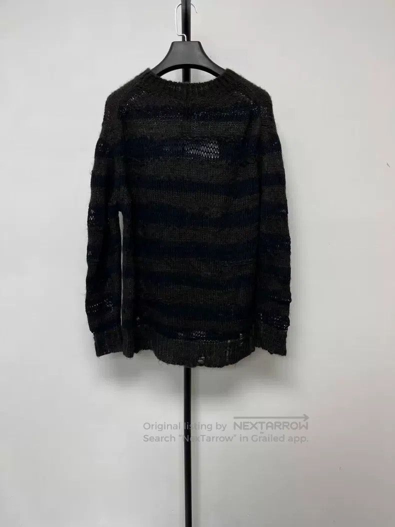 Acne Studios Acne Studios Striped Cutout Knit Mohair Sweater - Charcoal Size XXS / US 00 / IT 34 - 2 Thumbnail