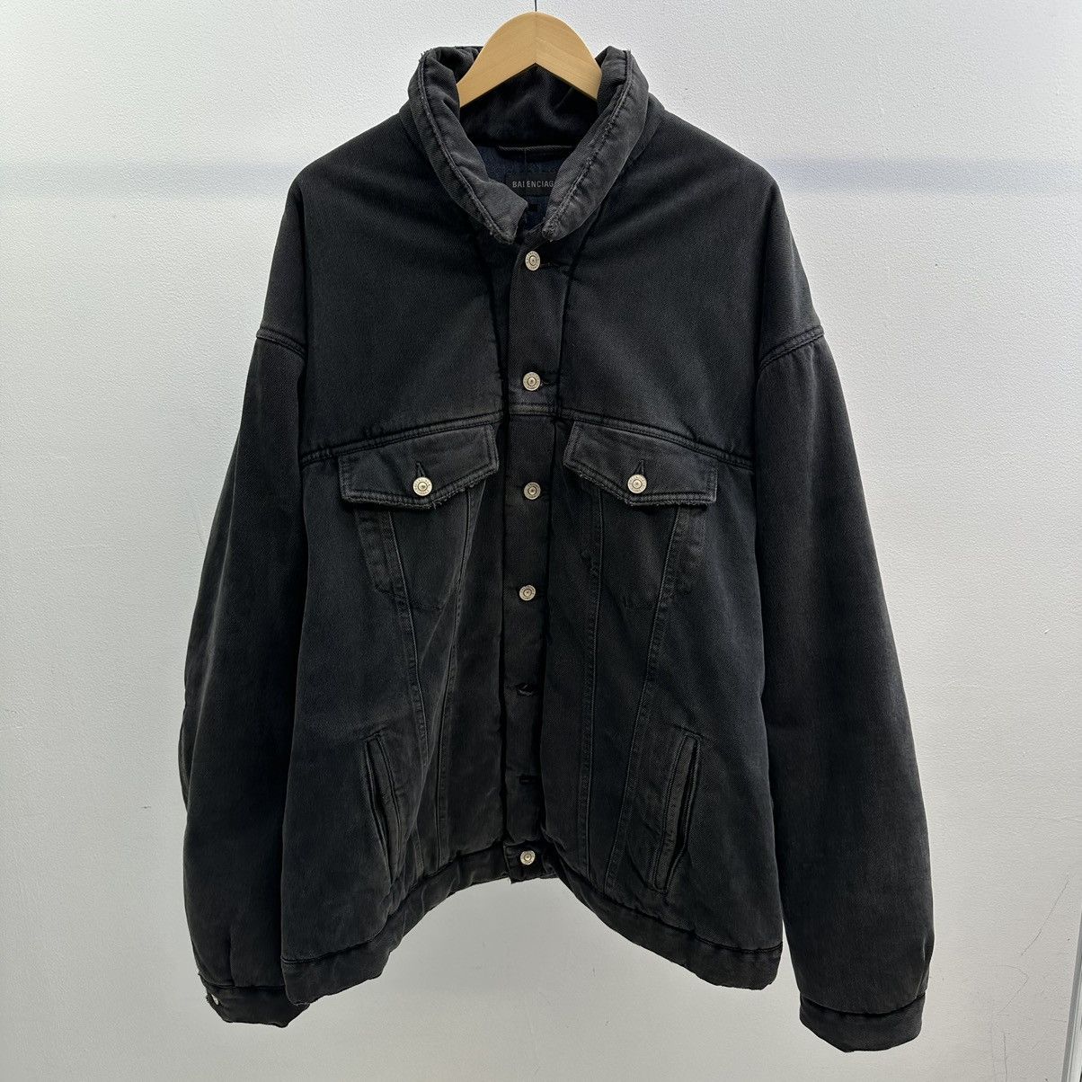 image of Balenciaga Padded Denim Jacket in Black, Men's (Size Small)