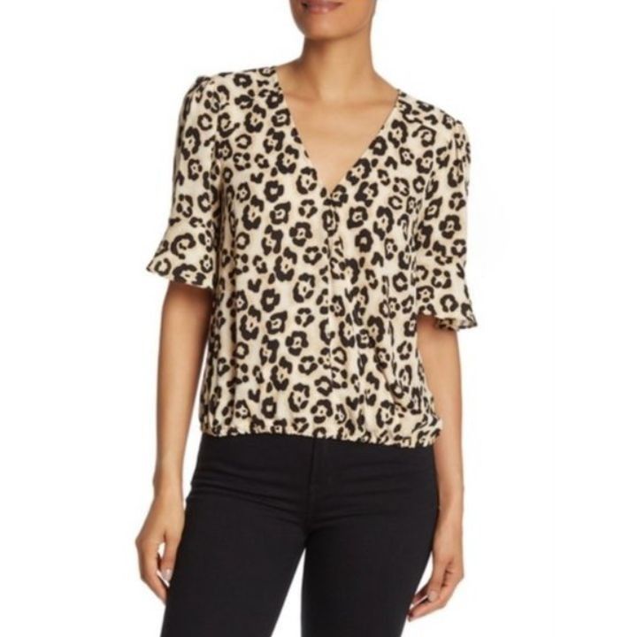 Sanctuary Sanctuary Womens Plus Size Top Blouse Surplice Wrap Leopard Size XL / US 12-14 / IT 48-50 - 8 Thumbnail
