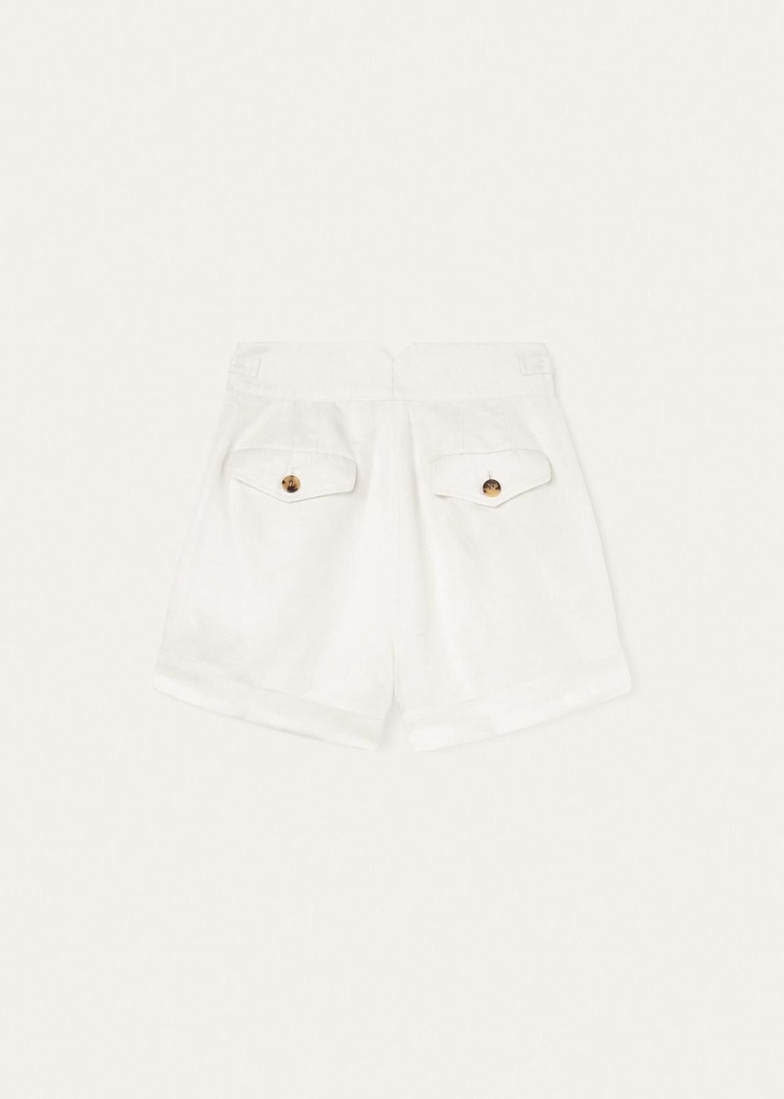 o1srvl11e0725 FAN7231 Linen & Silk Bermuda Short in White
