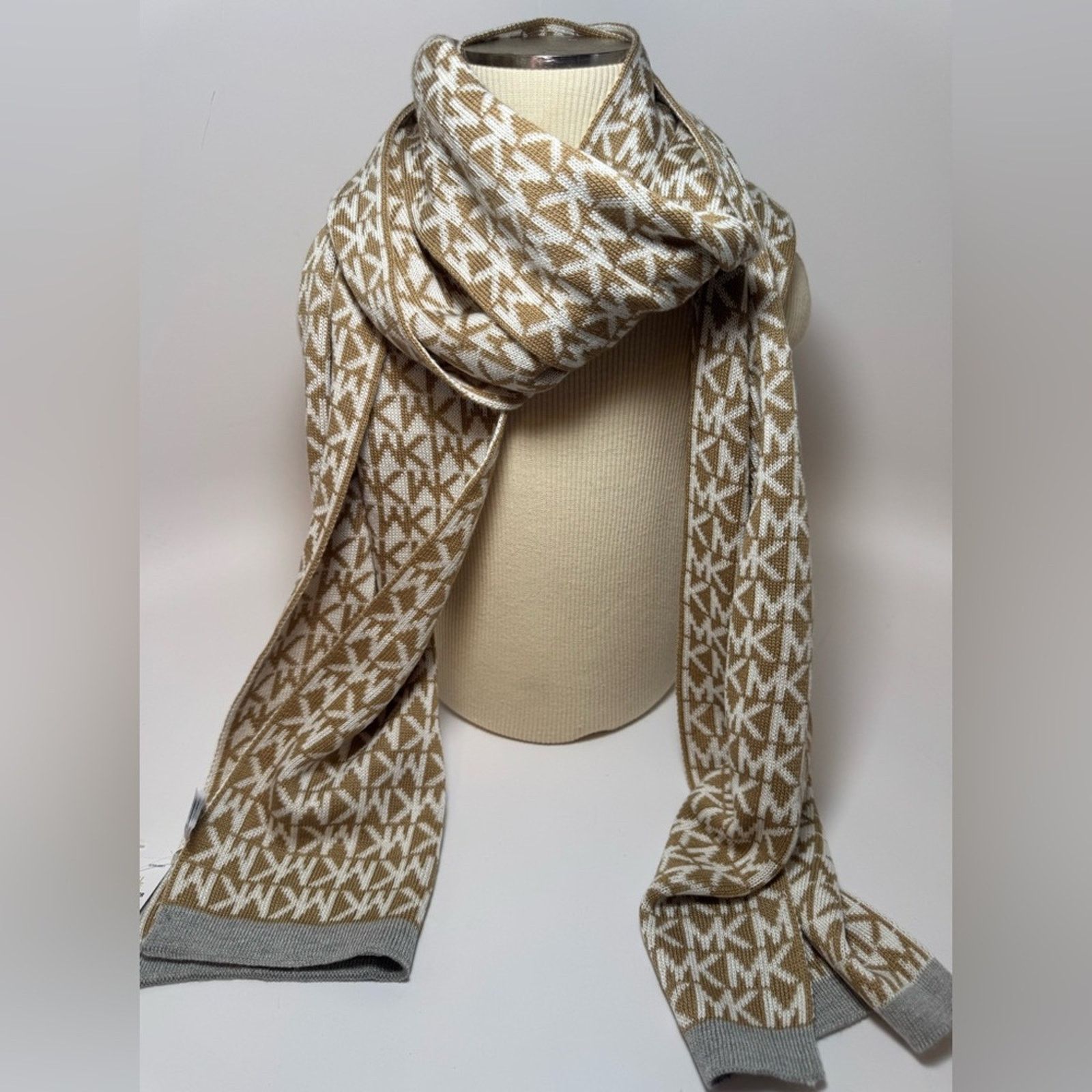 Michael Kors Michael Kors Scarf Brown & White Monogram NWT | Preppy Style Size ONE SIZE - 2 Thumbnail