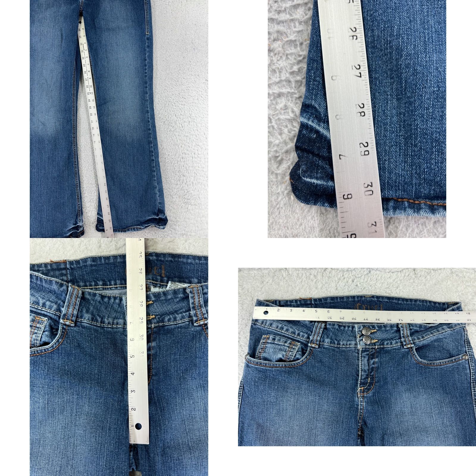 Vintage Cruel Girl Jeans Womens Bootcut Denim Blue 30x32 11 Regular Cotton Embroidered Pockets Zipper Zip Inseam 32 Size 32" / US 10 / IT 46 - 8 Thumbnail
