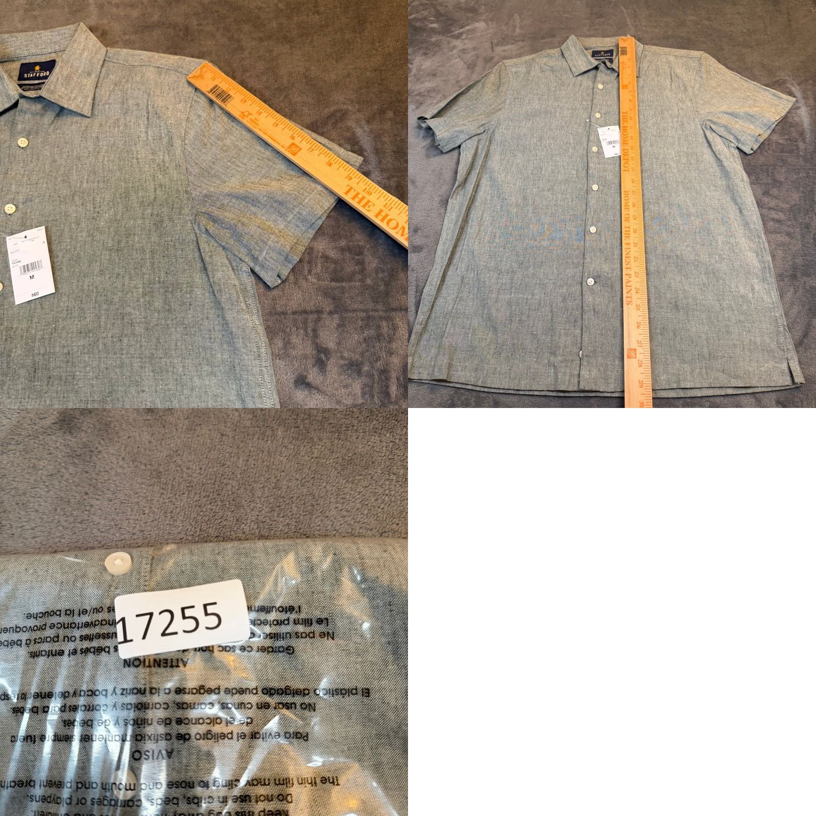 Stafford Stafford Button-Up Shirt Thyme Green Linen Blend Short Sleeve Mens M NWT Size US M / EU 48-50 / 2 - 8 Thumbnail