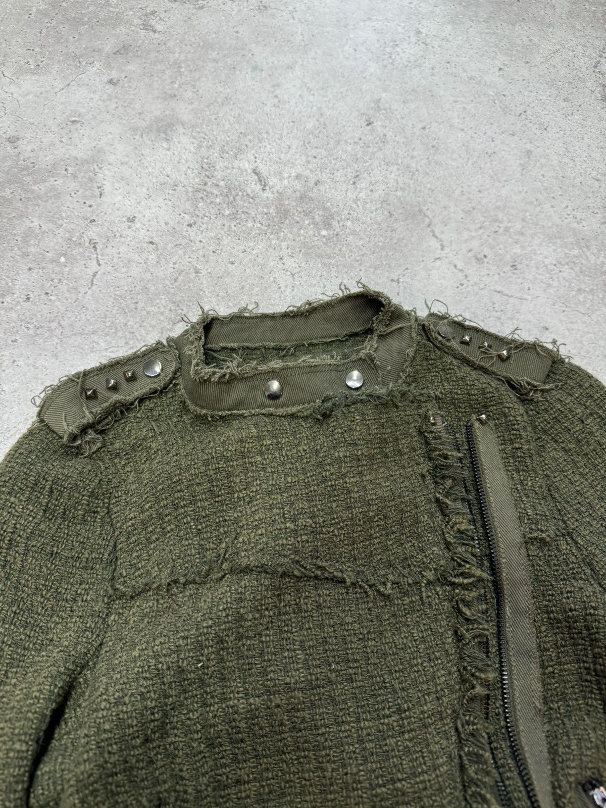 Hedi Slimane Vintage Asymmetric Knit Distressed Jacket Size US S / EU 44-46 / 1 - 3 Thumbnail