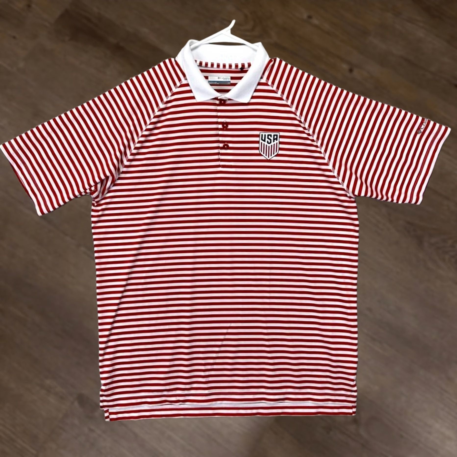 Vintage Columbia Golf Polo Shirt Adult Large Red Striped Mens Athletics Shirt Polo USA Golf Sports Size US L / EU 52-54 / 3 - 1 Thumbnail