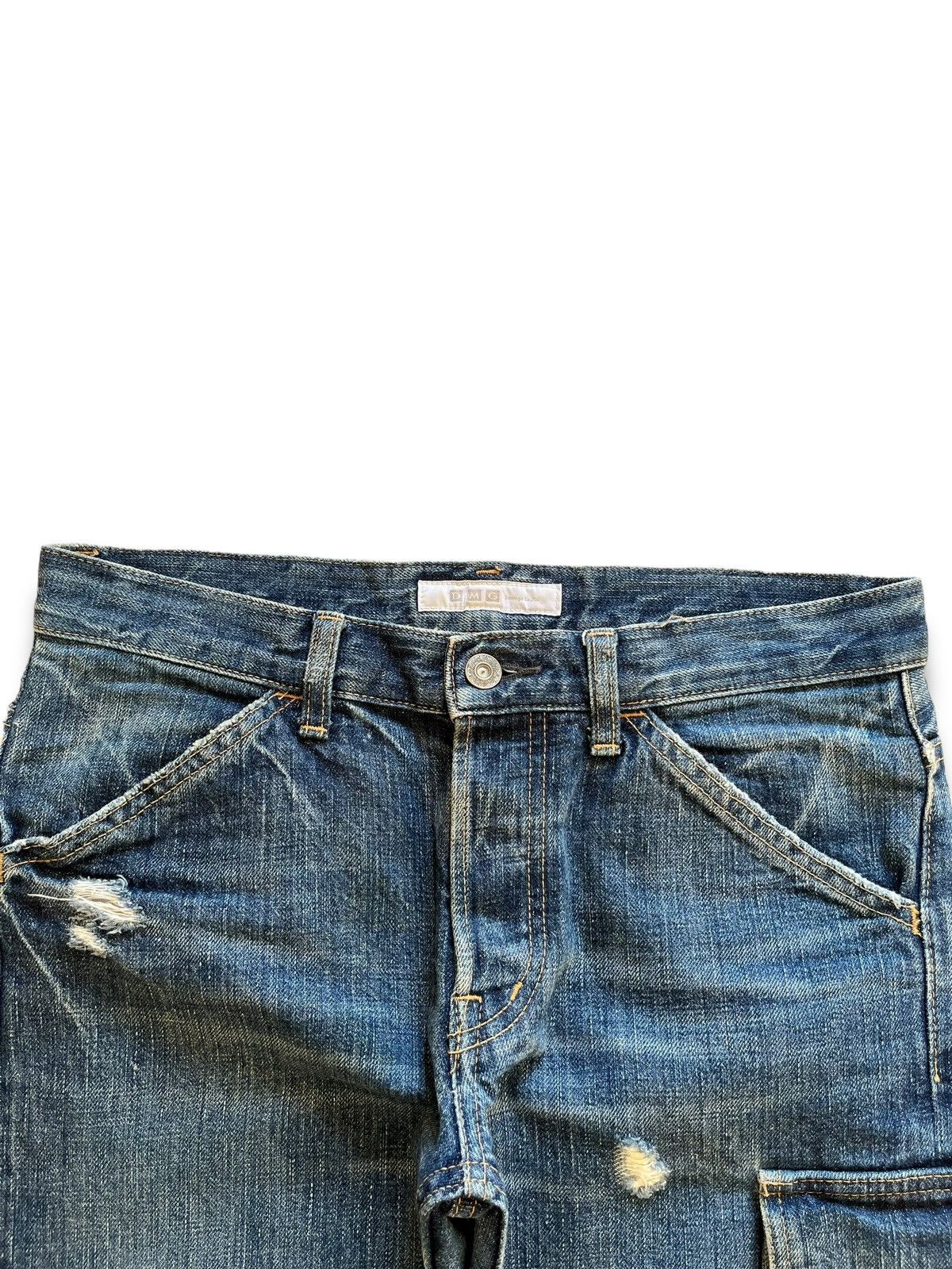 Japanese Brand Vintage Japanese Domingo Blue Wash Distressed Cargo Jeans Size US 31 - 4 Thumbnail