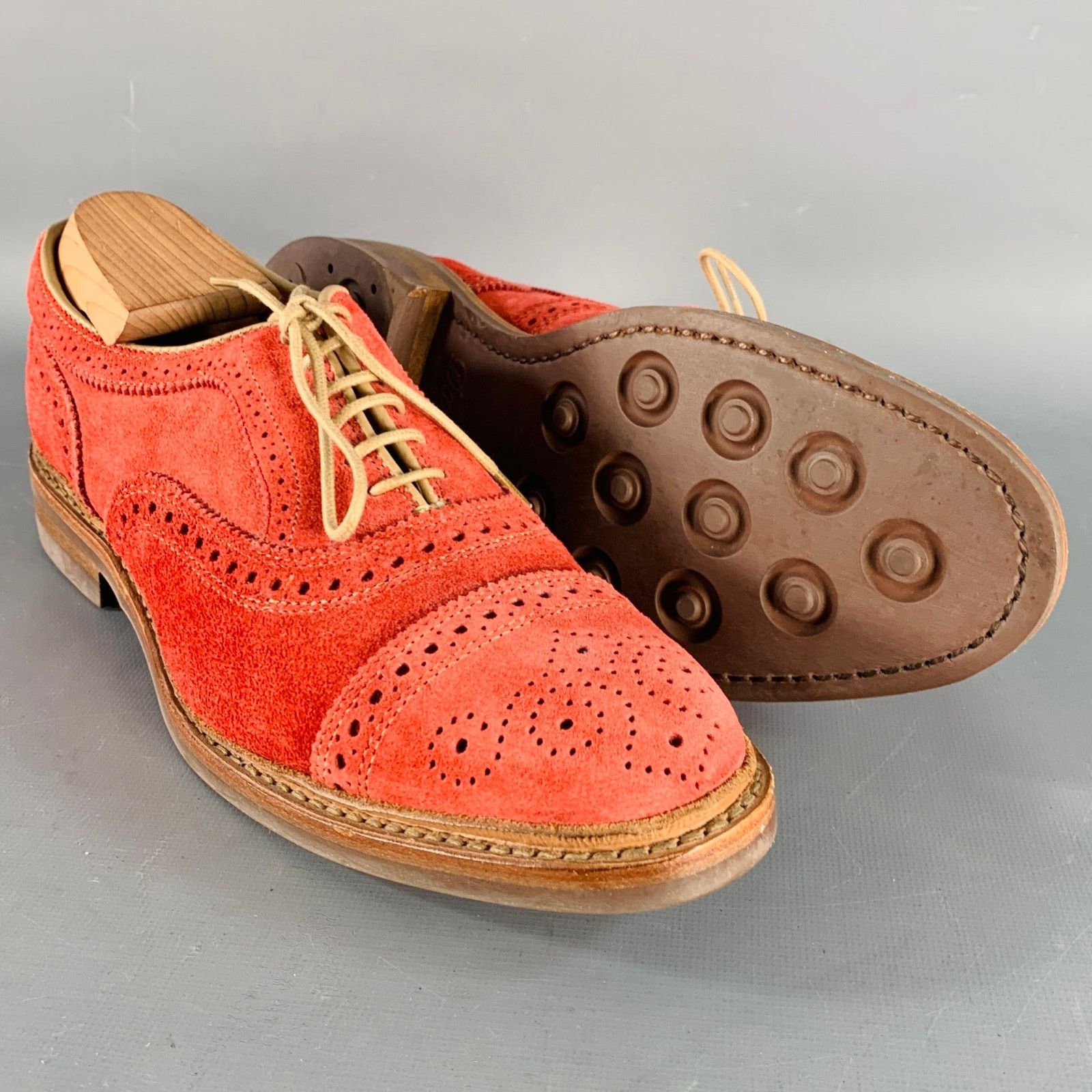 Allen Edmonds 7 Strandmok Red Perforated Suede Oxford Lace-Up Shoes Size US 7 / EU 40 - 5 Thumbnail