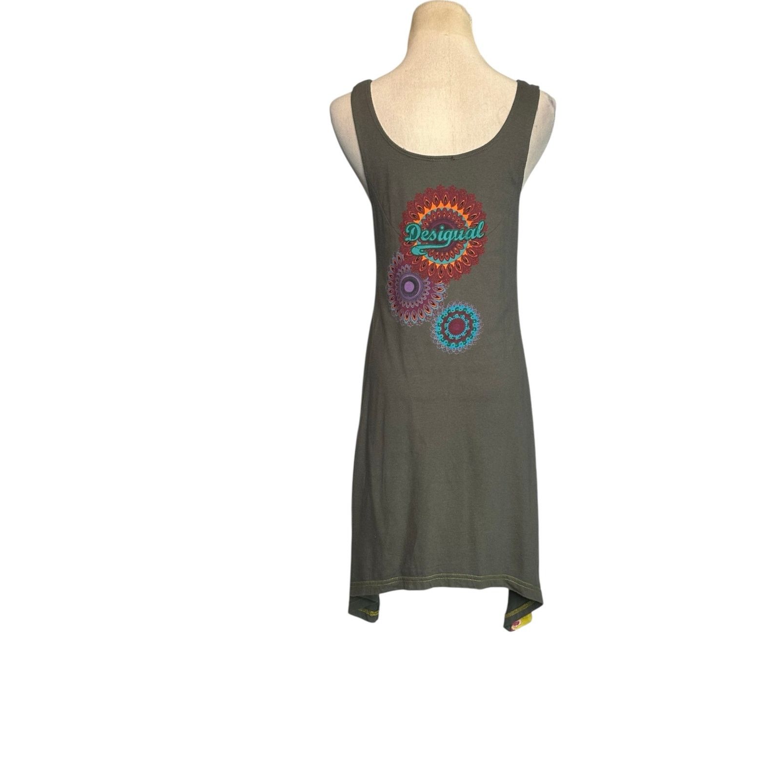 Desigual Desigual Green and Pink Asymmetrical Tunic Dress size Medium Size M / US 6-8 / IT 42-44 - 15 Thumbnail