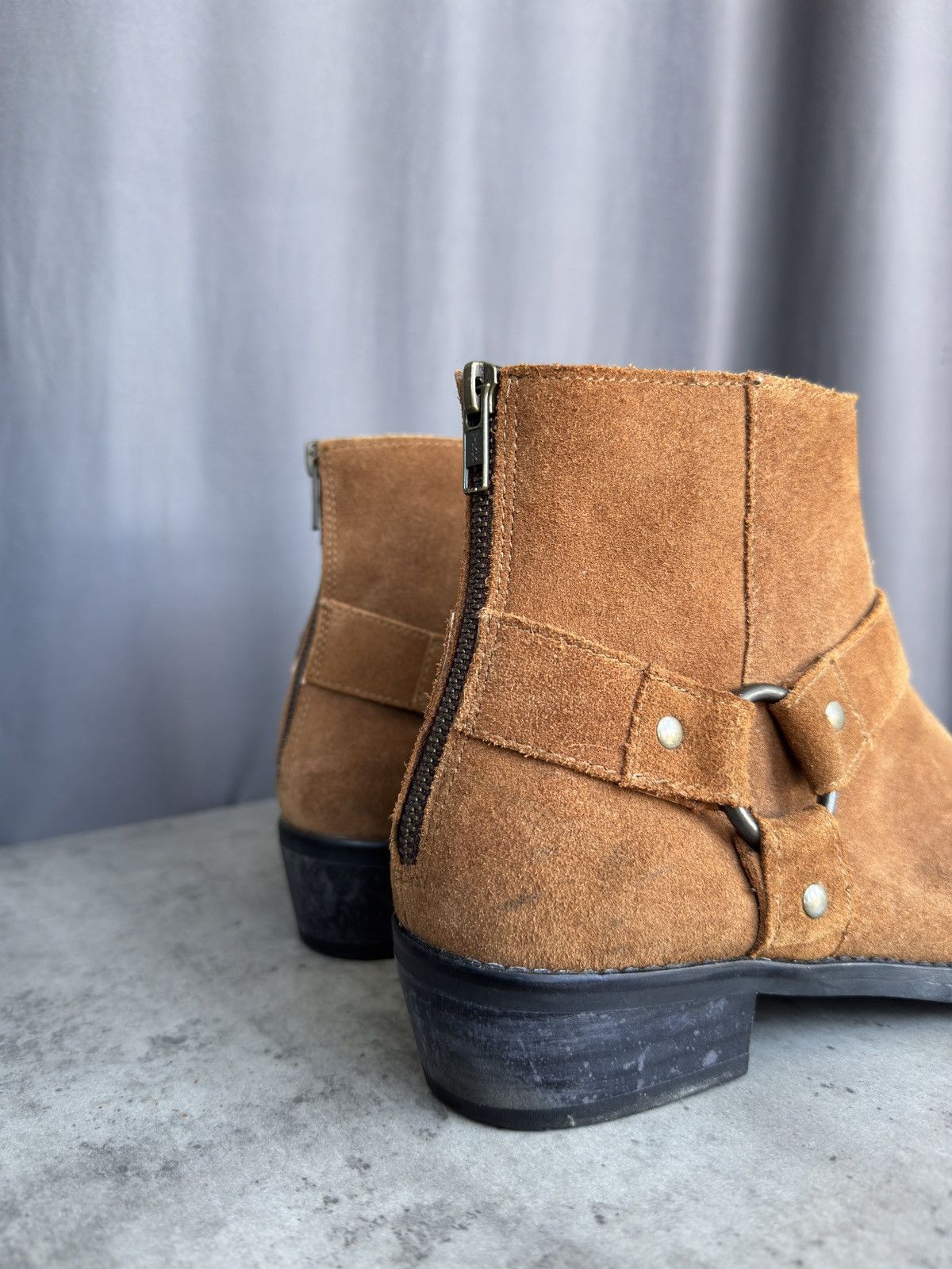 Vintage Vintage Zip Suede Moto Boots GUIDI style western harness Size US 8.5 / EU 41-42 - 4 Thumbnail