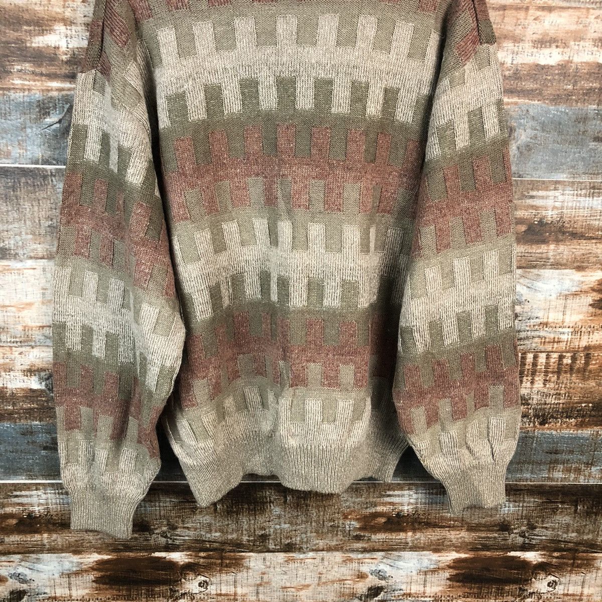 Homespun Knitwear × Japanese Brand DL Rovello made in japan checkered Brown Knitwear #C171 Size US L / EU 52-54 / 3 - 14 Thumbnail