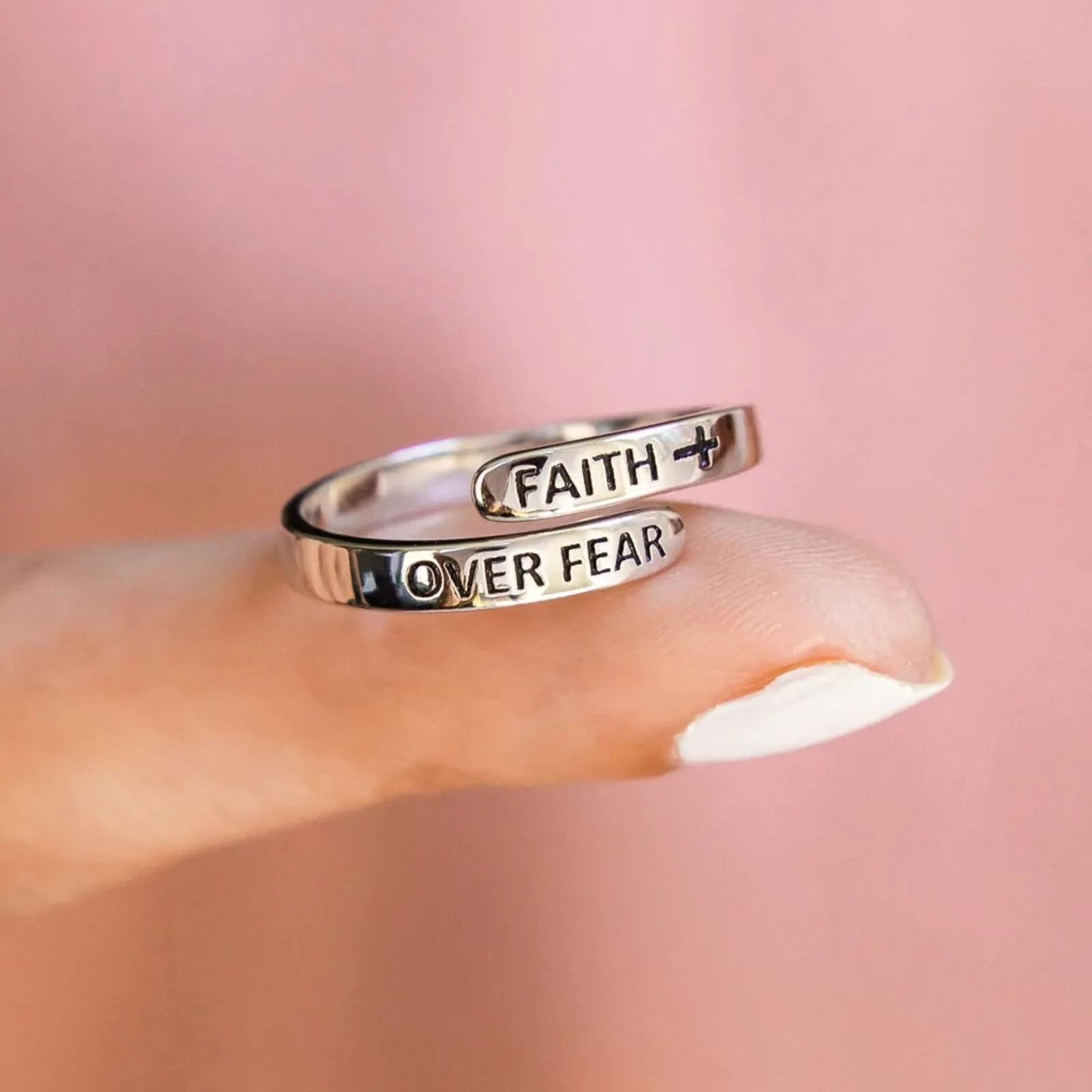 Jewelry × Vintage Retro Faith Cross Ring Size ONE SIZE - 3 Thumbnail
