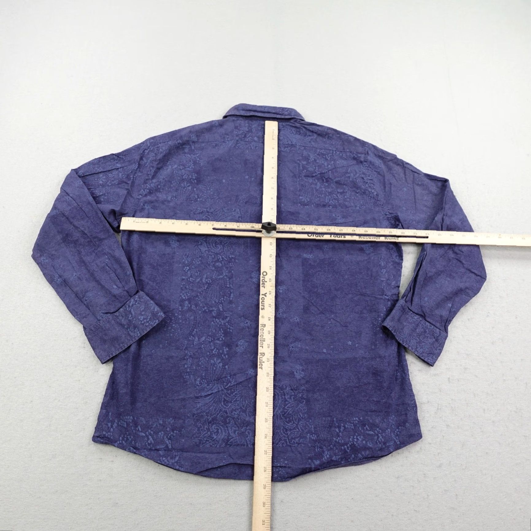 Proper Cloth Proper Cloth Button-Up Shirt Mens Large Blue Paisley Floral Long Sleeve Button Up Collared Neckline Collar Woven Cotton Size US L / EU 52-54 / 3 - 4 Thumbnail