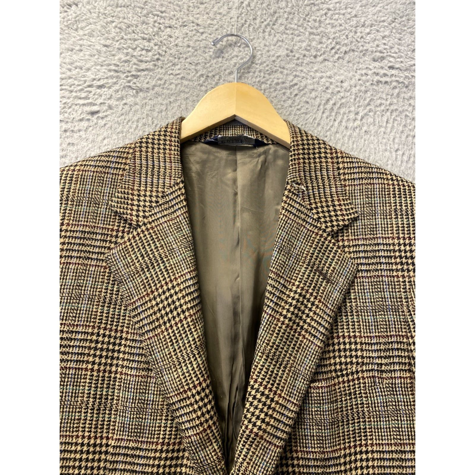 Polo Ralph Lauren VINTAGE Polo Ralph Lauren Men's Blazer Sport Coat 40 Brown Plaid Wool Single-Breasted 2-Button Classic Size US L / EU 52-54 / 3 - 5 Thumbnail