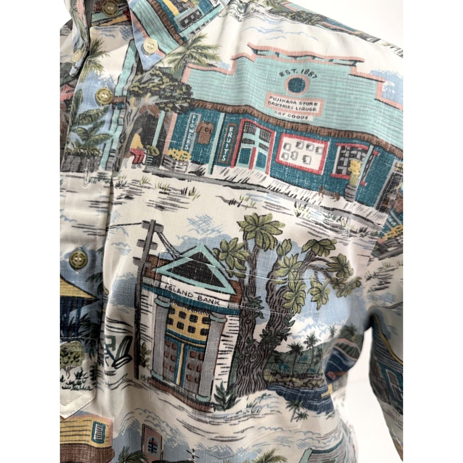Reyn Spooner REYN SPOONER COMMEMORATIVE TRADITIONALS Reverse Print Aloha Pullover L Shirt Mens Multicolor Reversible Short Sleeve Button-Up Size US L / EU 52-54 / 3 - 6 Thumbnail