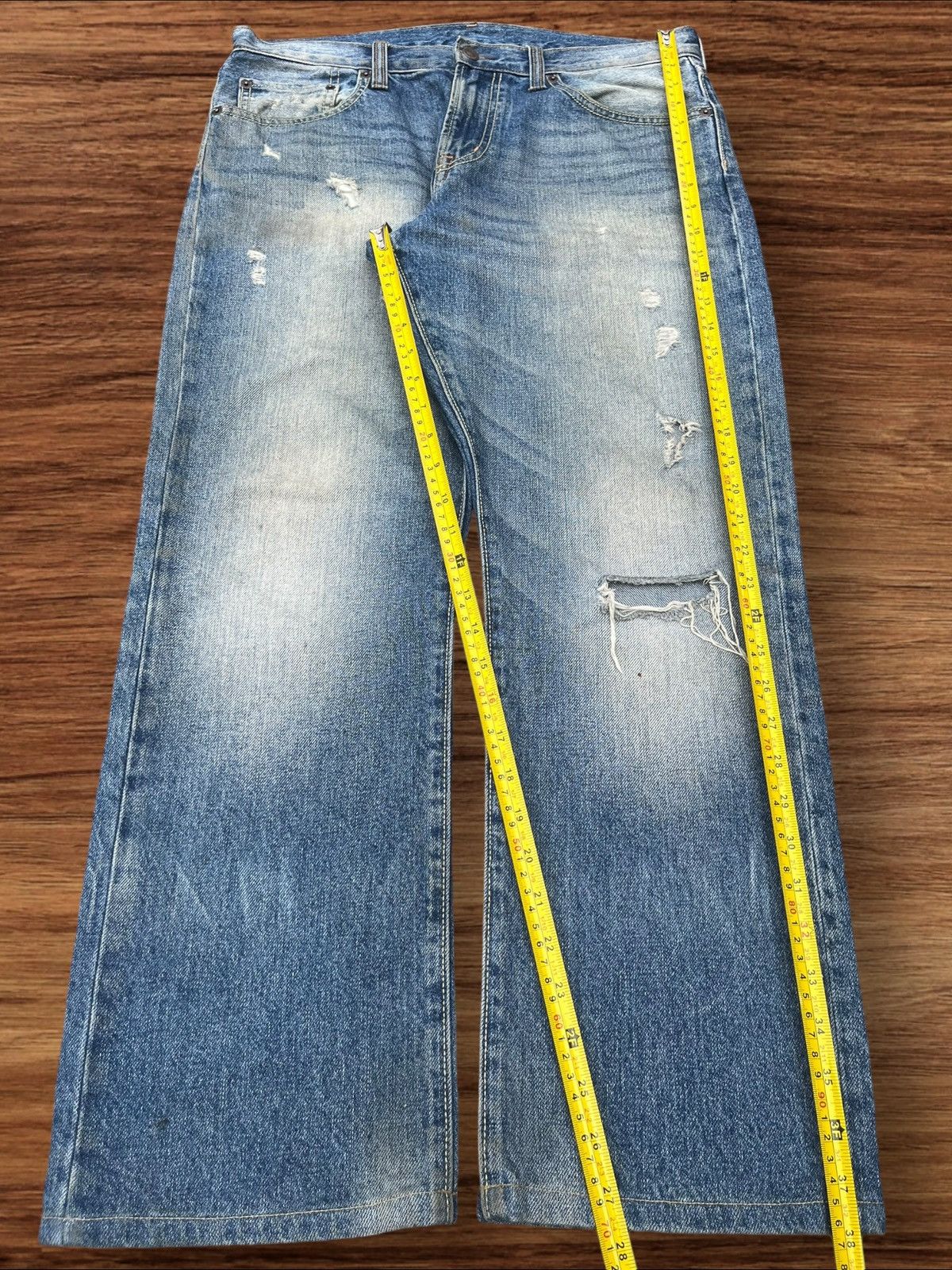 Japanese Brand Vintage Japanese Brand Blue Washed Distressed Straight Jeans Size US 33 - 9 Thumbnail