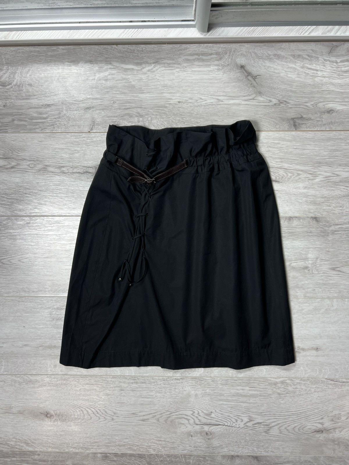 Marithe + Francois Girbaud Skirt with Belt & Lace Up Detail