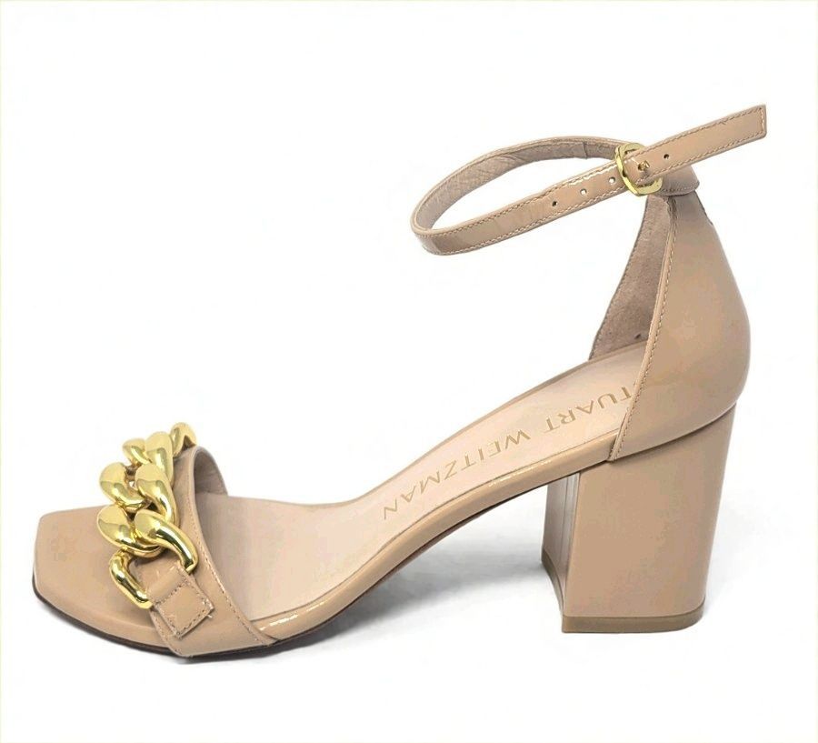Stuart Weitzman Stuart Weitzman Chain Detail Block Heel Sandals Patent Sz 8 Size US 8 / IT 38 - 4 Thumbnail