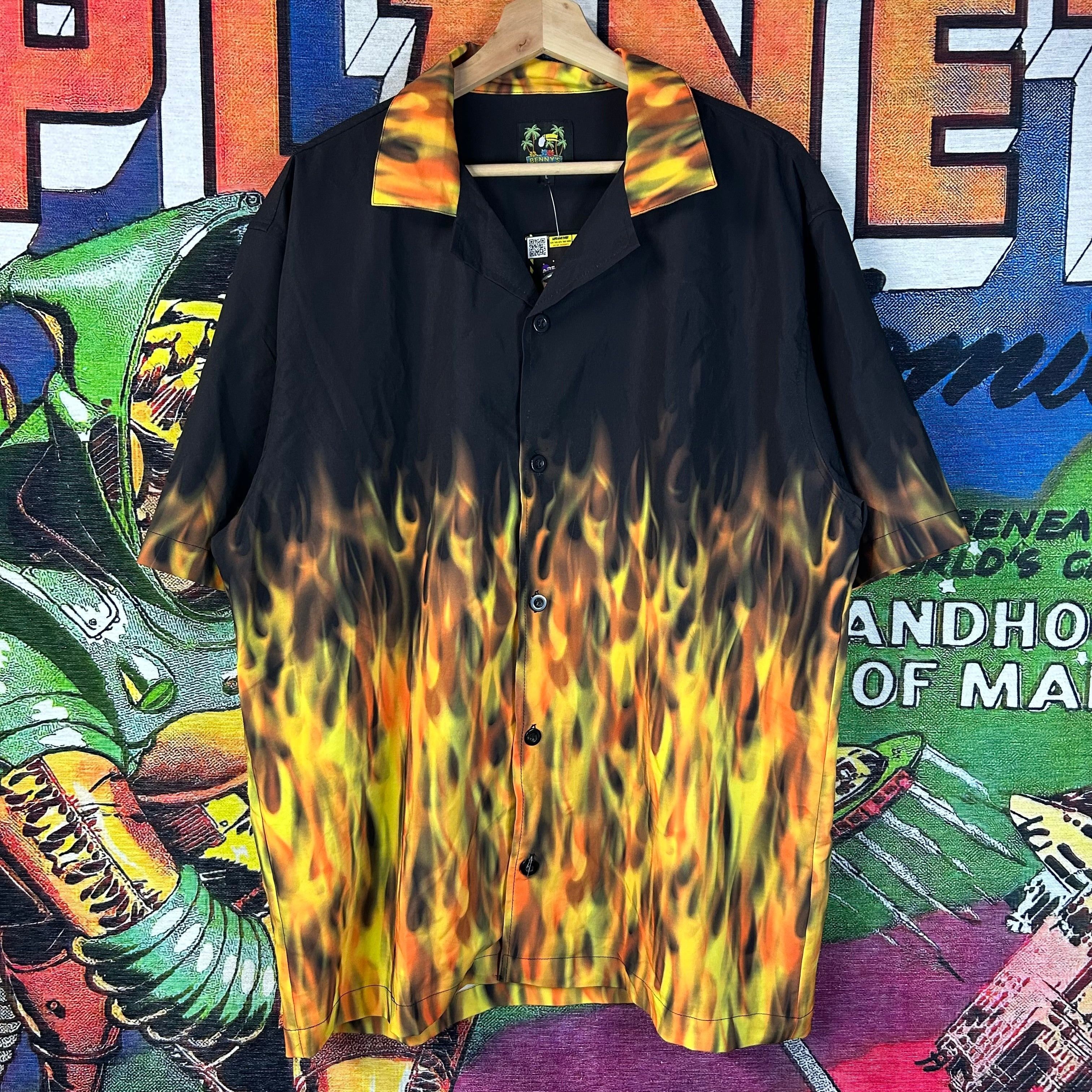 Other Y2K Rayon Flames Button Up Shirt Size Large Size US L / EU 52-54 / 3 - 1 Thumbnail