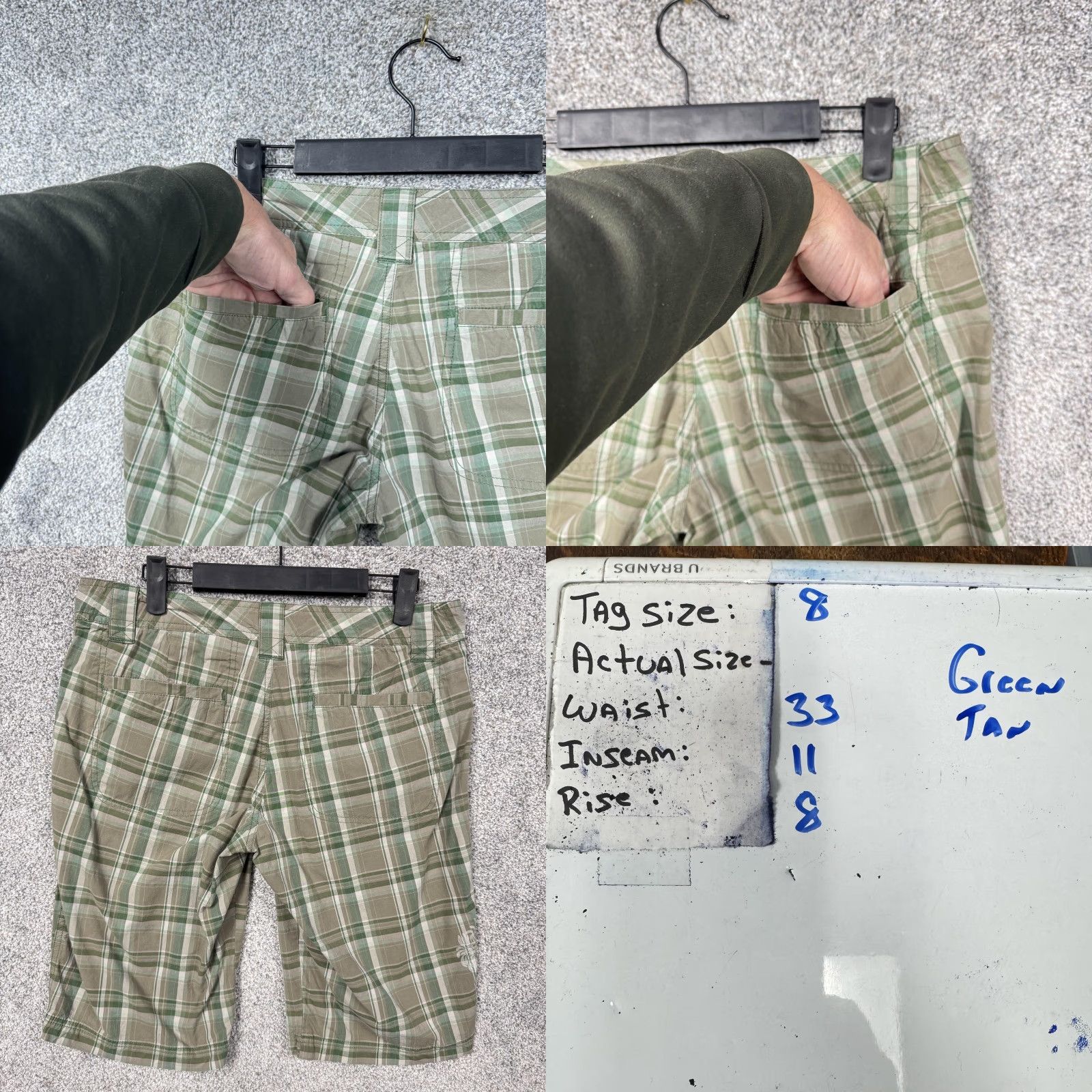 Vintage Columbia Bermuda Shorts 8 Green Tan Plaid Women Adult Casual Walking 9 Inseam 33 in Waist Cotton Spandex Plaid Pattern Womens Size 30" / US 8 / IT 44 - 10 Thumbnail