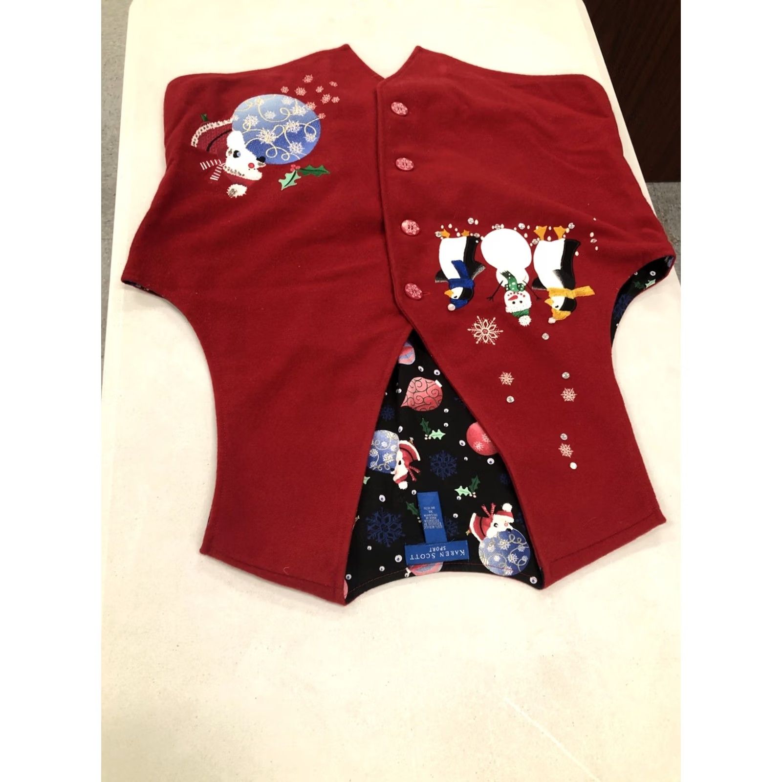 Vintage Karen Scott Sport Embroidered Grandma Festive Christmas Cozy Vest XL Red Sleeveless Vest Women's Christmas Theme Party/Cocktail Casual Size XL / US 12-14 / IT 48-50 - 7 Thumbnail